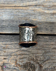 Silver Engraved Small Flower with Turquoise Wild Rag Slide 