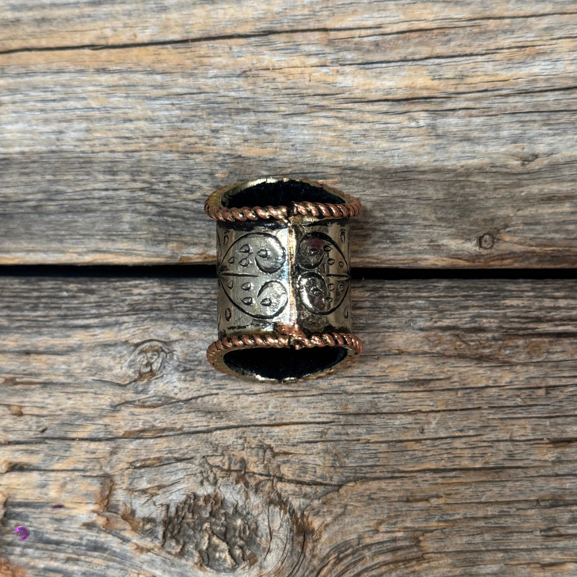 Silver Engraved Large Flower with Turquoise Wild Rag Slide 