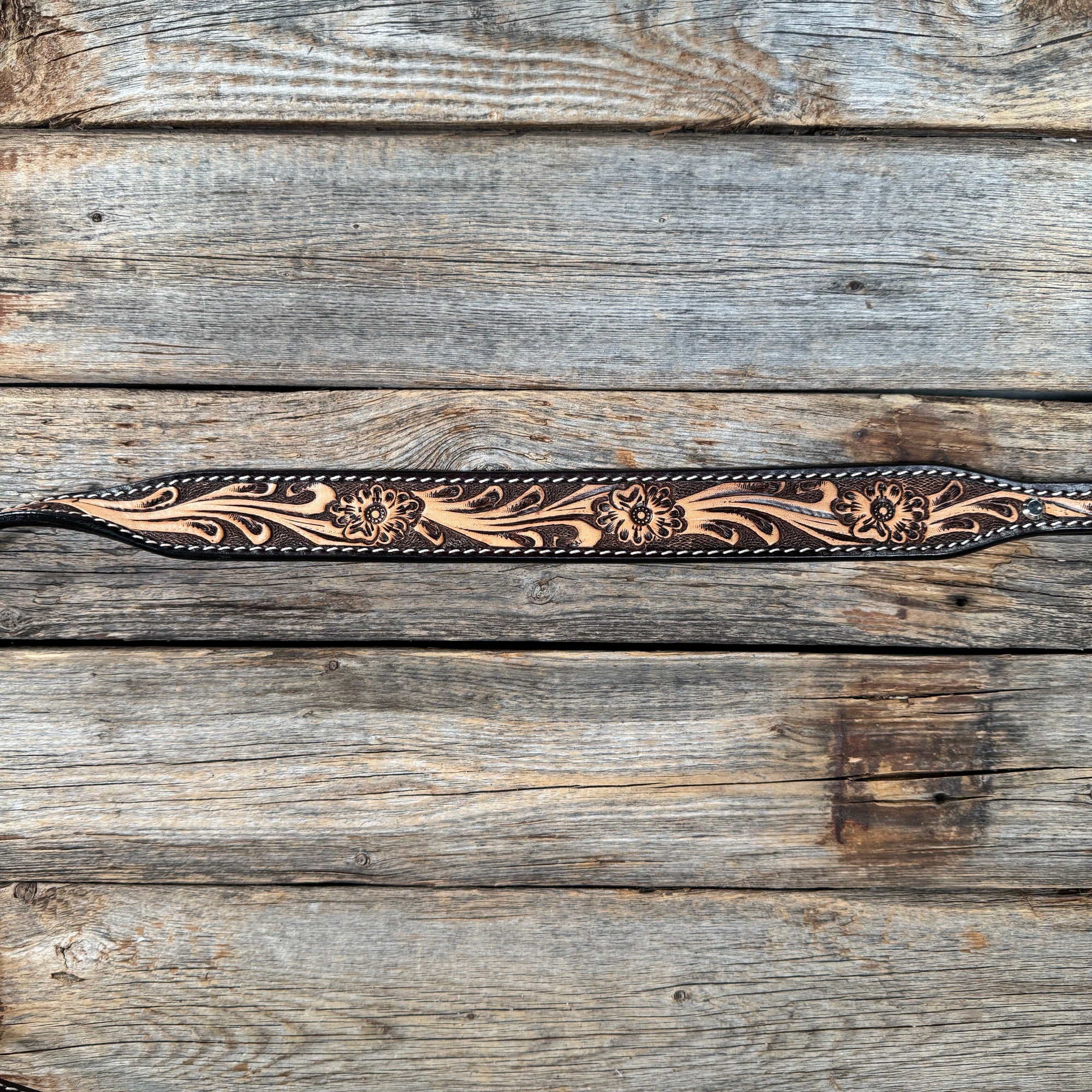 Floral Tooled Leather leash 4' x 1.25"wide
