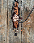 Triple Tone Floral Ruby, Jet and Champagne Browband - Triangle / Gladiator Breastcollar Tack Set 