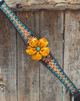 Multi Flower Gardenia & Turquoise One Ear - Breastcollar Tack Set 