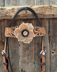 Floral Whipstitch Champagne and Clear Browband - Triangle / Gladiator Breastcollar Tack Set 