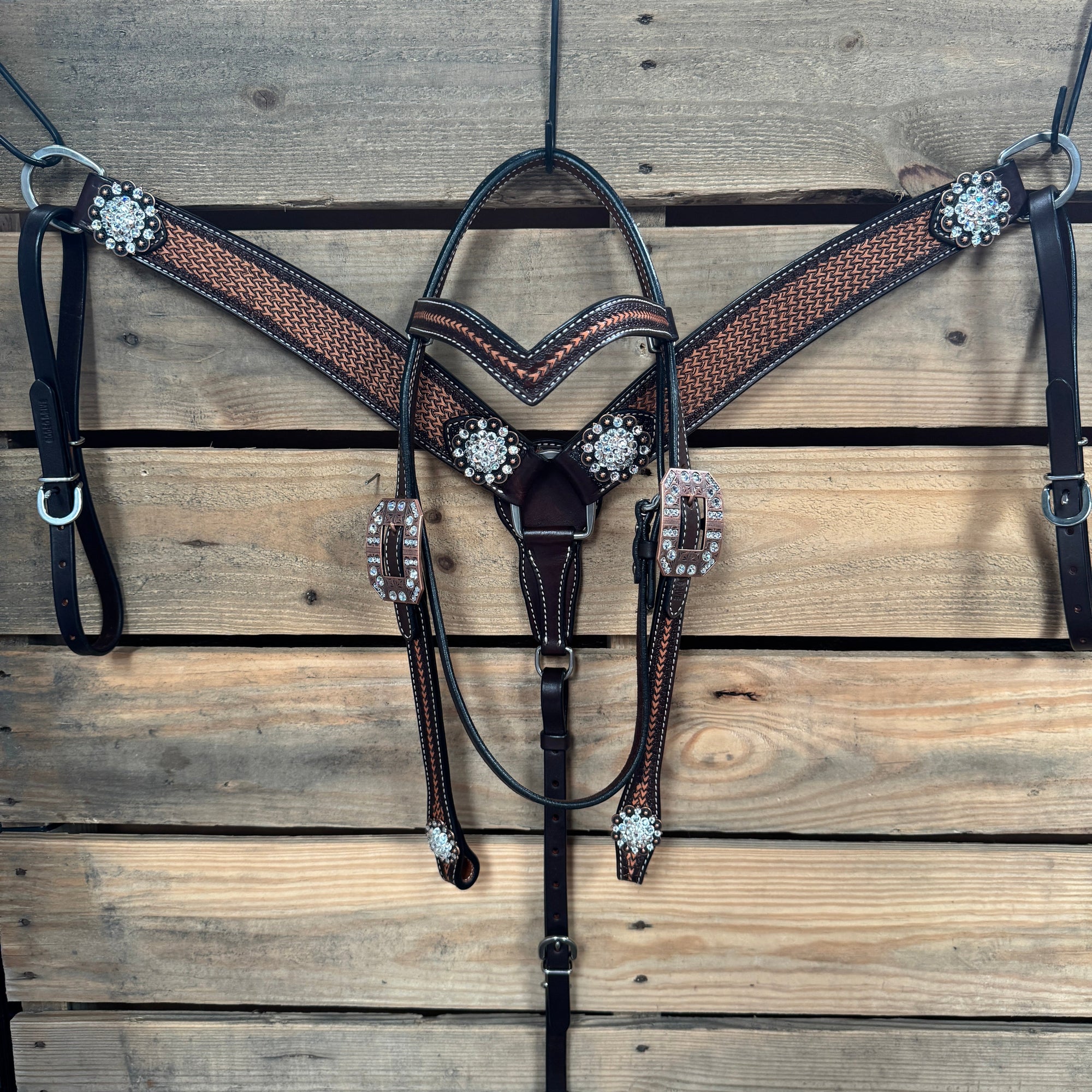 Foxtail Clear One Ear Headstall &amp; Breastcollar Tack Set 