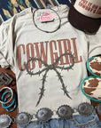 Cowgirl Barbed Wire Bow Graphic Tee