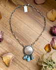 Sterling Silver Liberty Coin Necklace with Golden Hill Turquoise – 16” – 1945 Coin