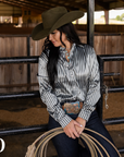 IVANKA SATIN STRIPED PERFORMANCE RODEO SHIRT