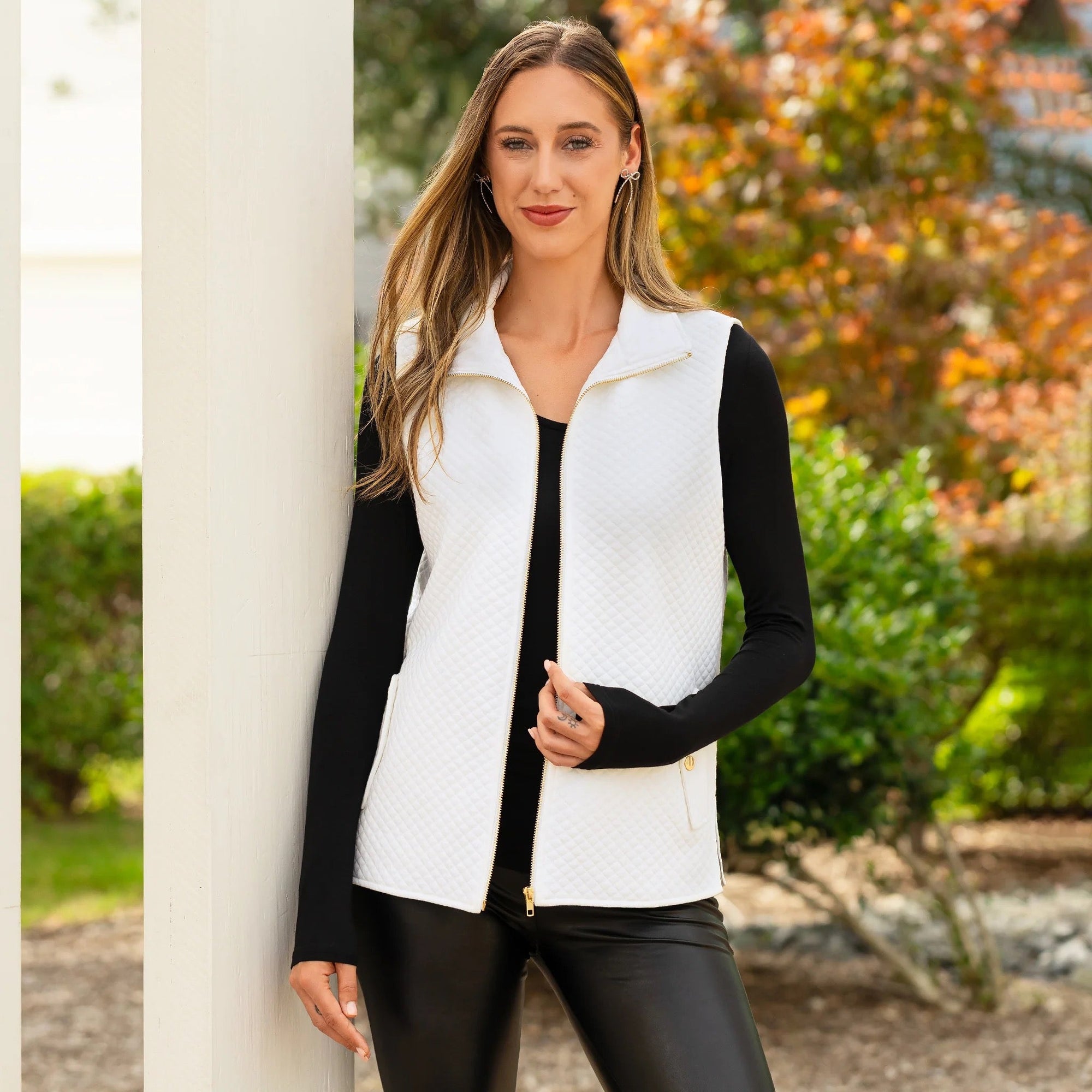 Quilted Zip-Up Vest with Pockets