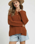 Textured Button Henley Knit Sweater