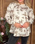 Western riding & cactus printed long sleeve