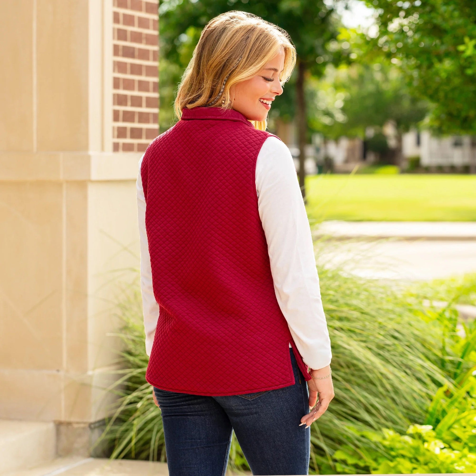 Quilted Zip-Up Vest with Pockets