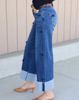 RISEN HIGH RISE CROP WIDE RIBBON DETAIL JEANS