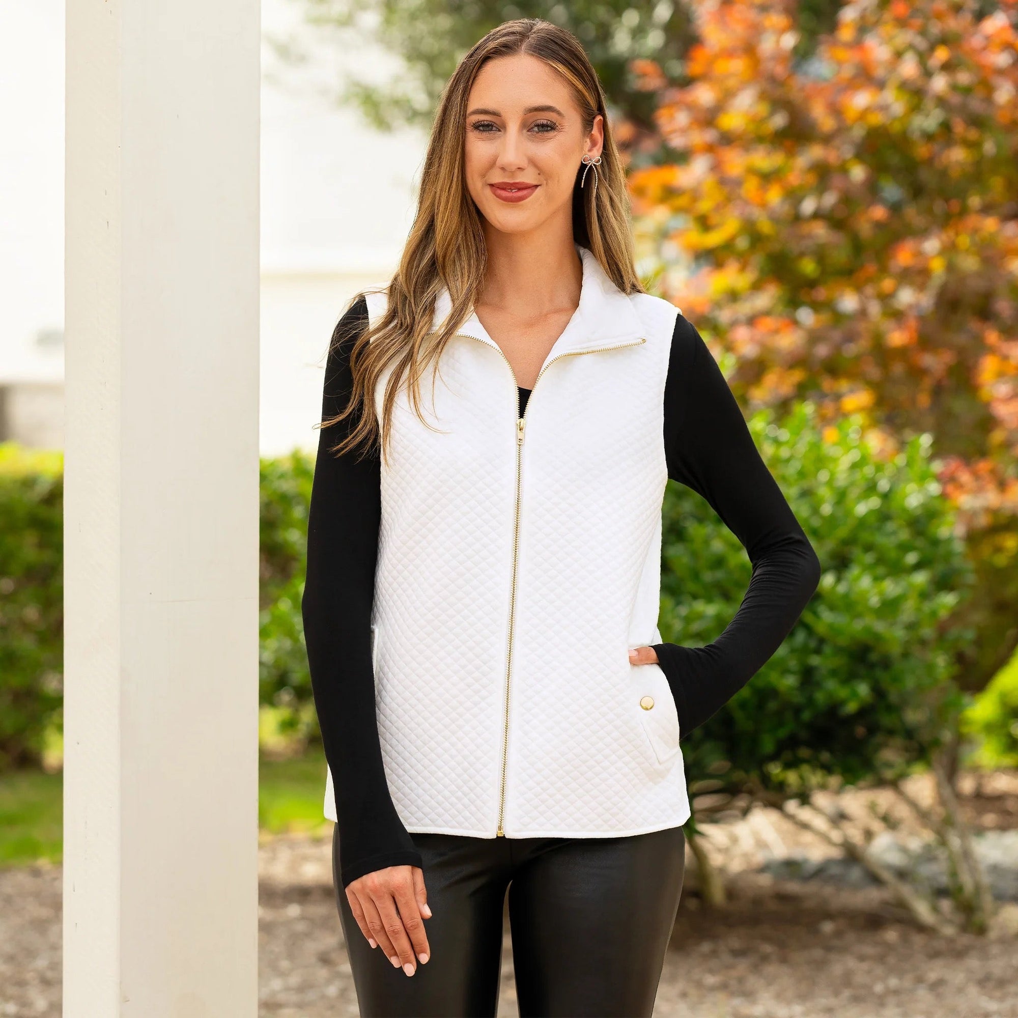Quilted Zip-Up Vest with Pockets