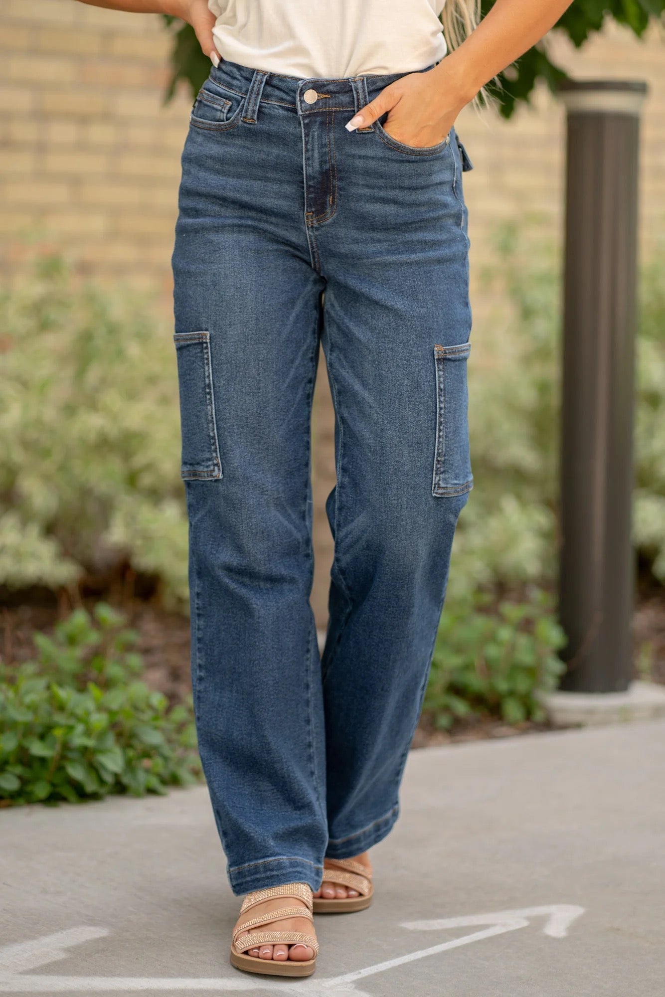 JUDY BLUE HIGH RISE CARGO WIDE LEG 88725