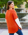Ribbed Color Block Long Sleeve Top