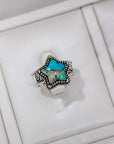 KINGMAN TURQUOISE Starry Stamped Sterling Ring