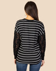 Striped Top with Lace Sleeves