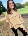 UMGEE Texture Fabric Blouse with Animal Print