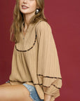 UMGEE Texture Fabric Blouse with Animal Print