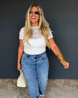DENIM & PEARLS CROP JEAN