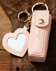Apricot Pink Portable Lipstick Pocket Heart Keychain