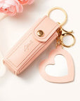 Apricot Pink Portable Lipstick Pocket Heart Keychain