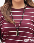 Striped Top with Lace Sleeves