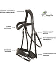 ExionPro 'Leo' Classic Dressage Bridle with Reins