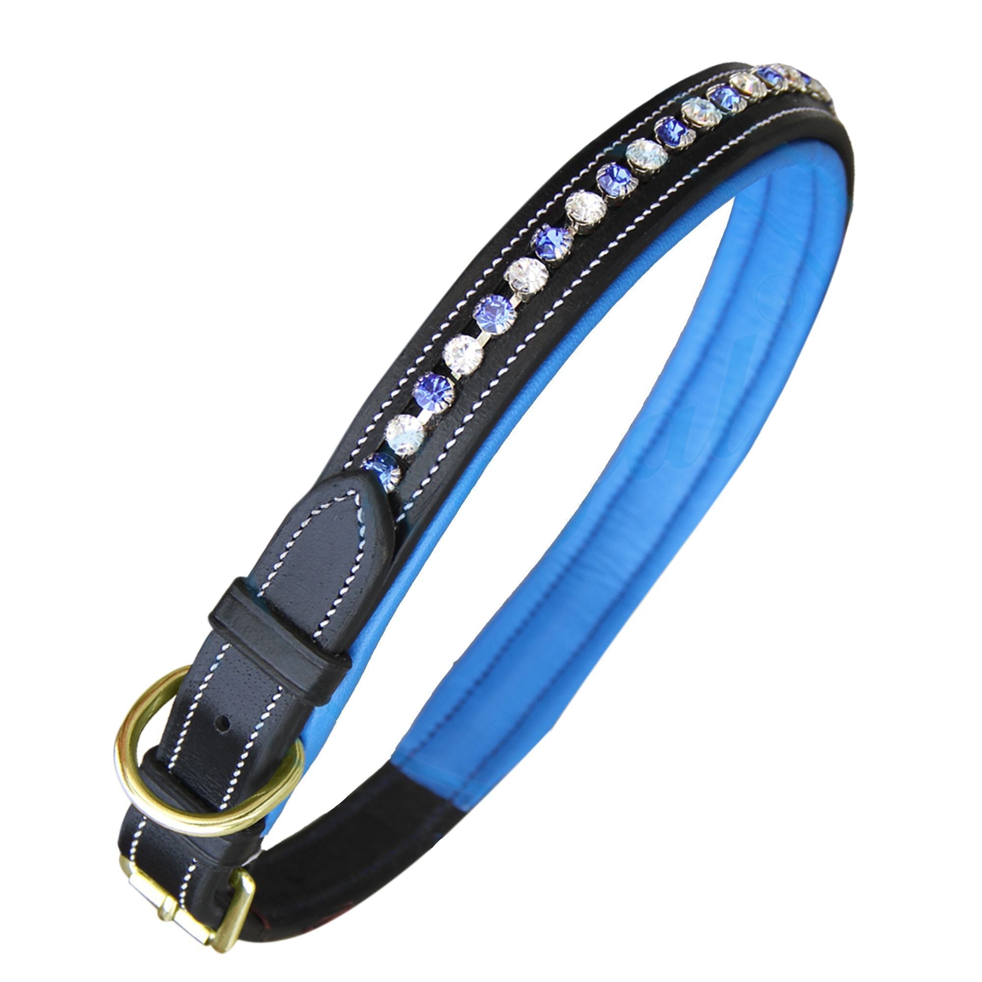 ExionPro White &amp; Blue Bling Dog Collar
