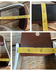 Hand Engraved Black and Blue Western Barrel Racing Stirrups with Leather Footings