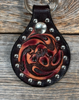 Floral  Studded Leather Key Chain