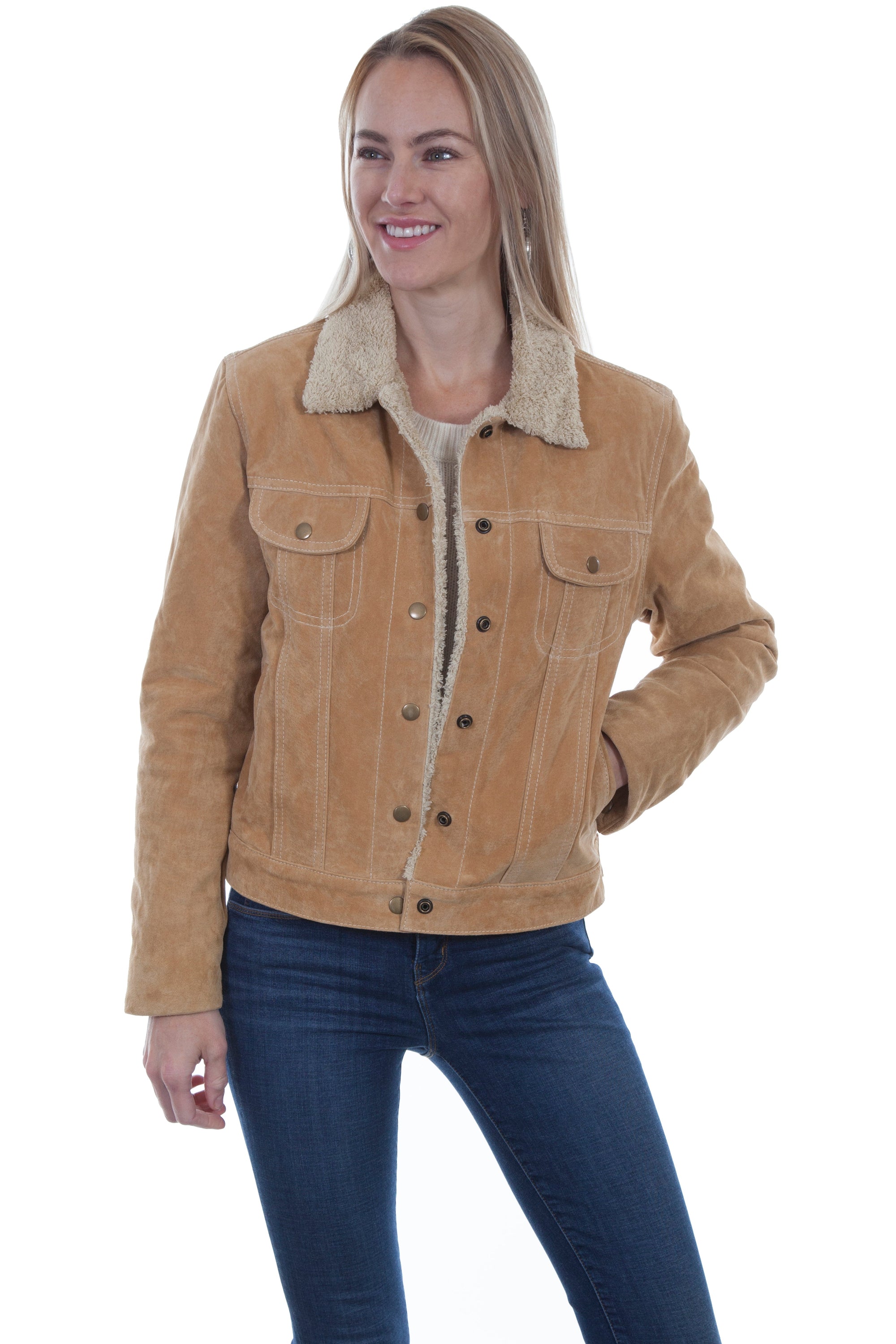 Faux Shearling Jean Jacket - L1019