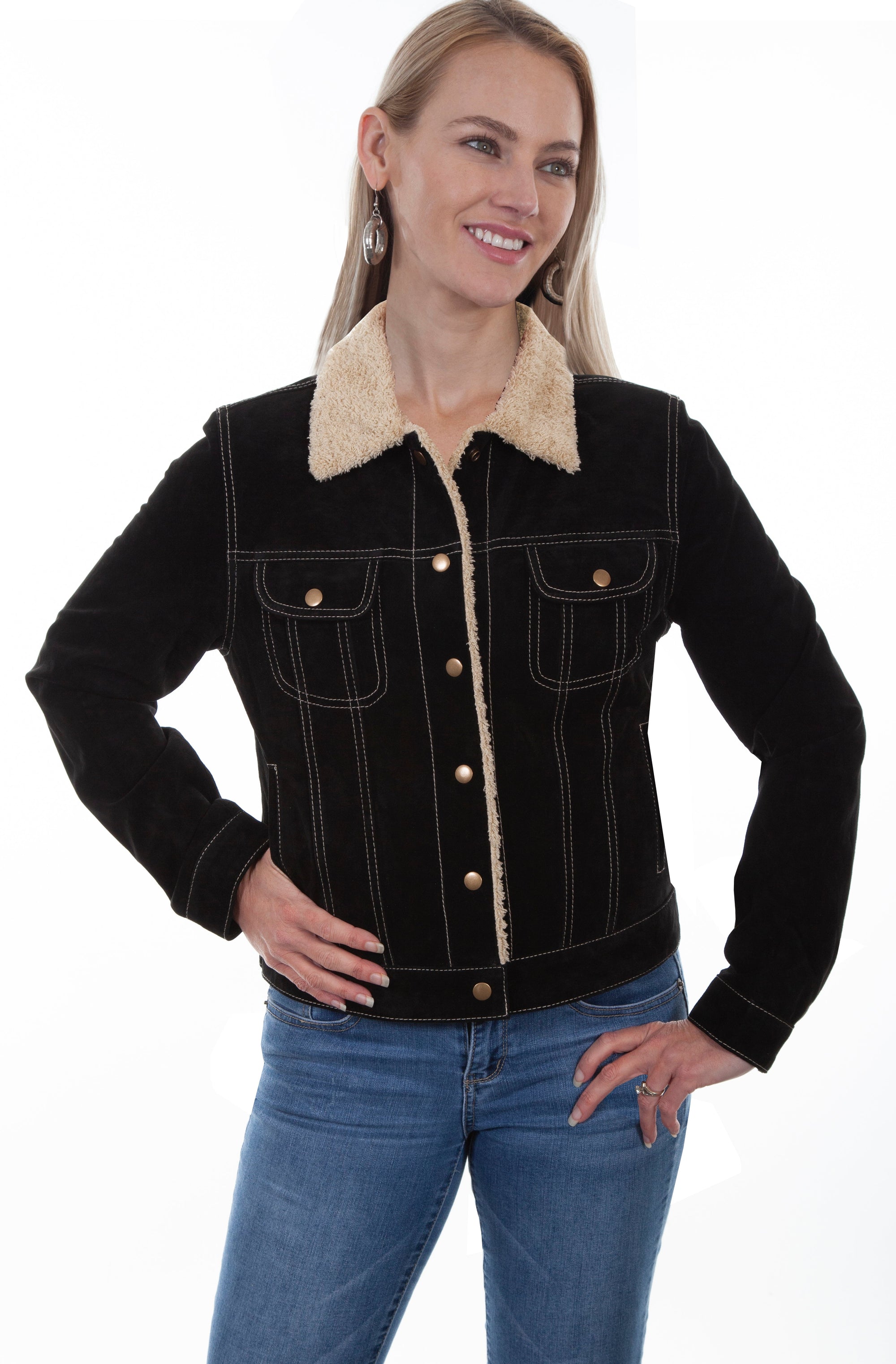 Faux Shearling Jean Jacket - L1019