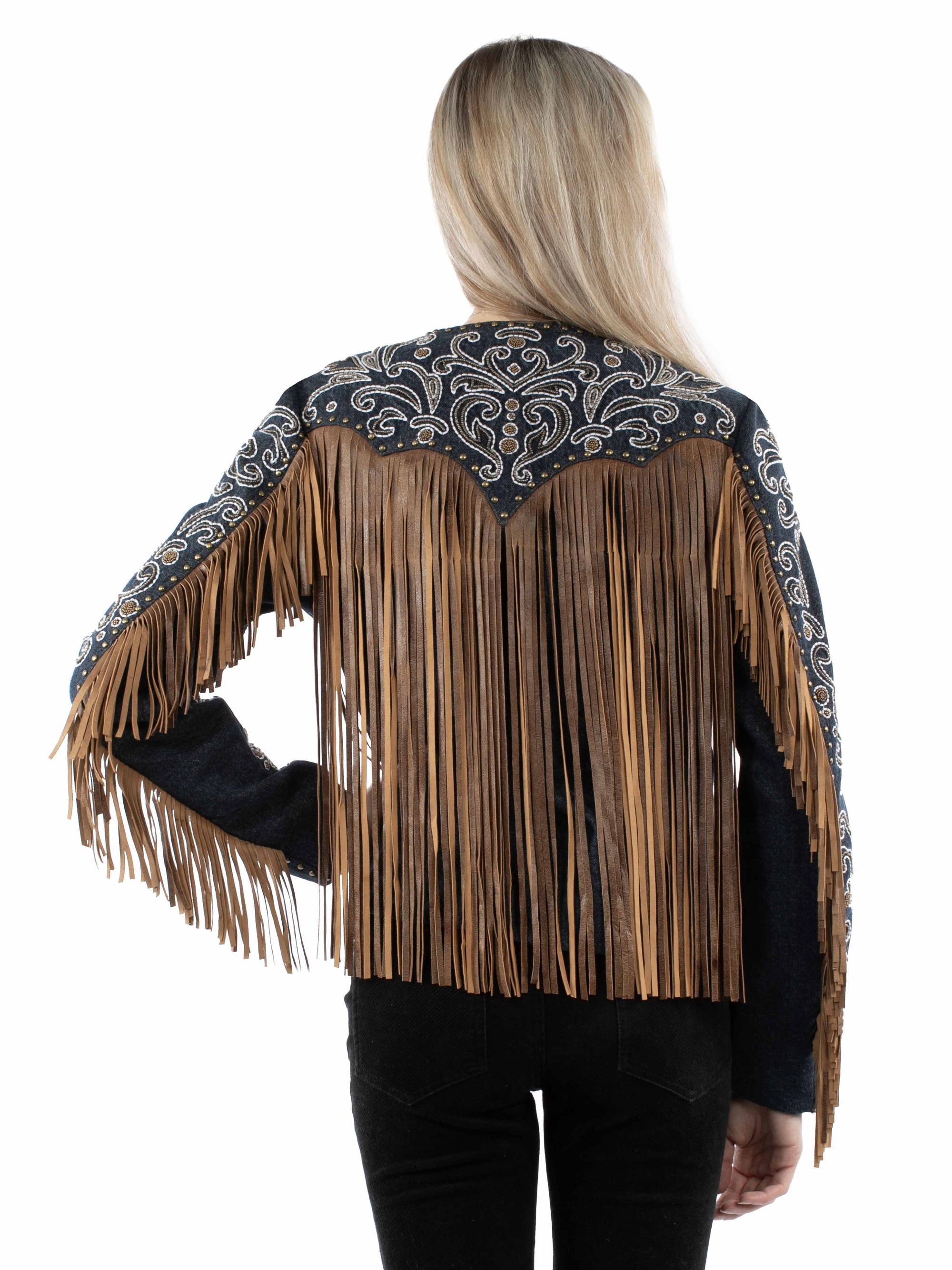 Emb Studded Fringe Jacket - L1073