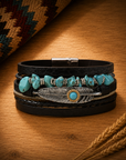 Black Boho Multi Strand Wrap Bracelet
