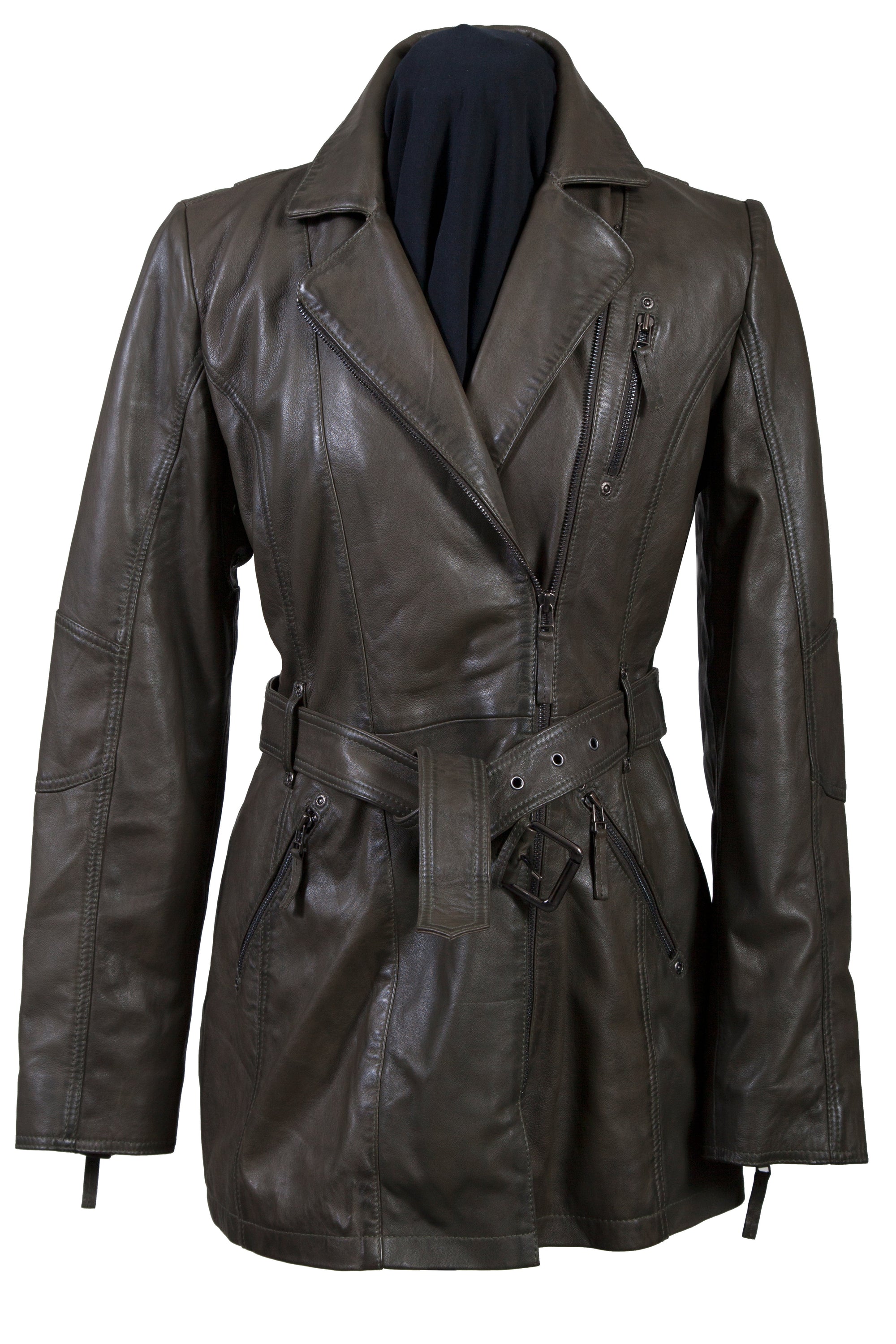 Belted Thigh Length Coat - L330