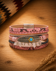 Pink Boho Multi Strand Wrap Bracelet