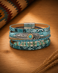 Blue Boho Multi Strand Wrap Bracelet