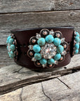 Turquoise and Clear Leather Bracelet LB100