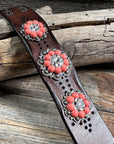 Coral and Clear Leather Bracelet LB101