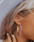 Sky Blue Gem Inlay Retro C-shape Earrings