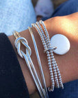 Silver Knotted Beaded 3-piece Bracelet Set