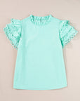 Jessie Layered Ric Rac Cap Sleeve Filled Neck Blouse