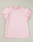 Jessie Layered Ric Rac Cap Sleeve Filled Neck Blouse