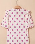 Nylah Polka Dot Shirred Yoke Blouse