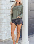 Miriam Ribbed Lace Patchwork Long Sleeve Top