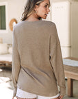 Evie Rib Textured Henley Knit Top