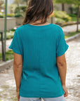Emerson Crinkled V Neck Wide Sleeve Top
