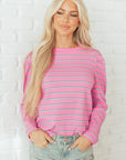Giana Stripe Textured Knit Long Sleeve Top