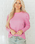 Giana Stripe Textured Knit Long Sleeve Top