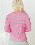 Giana Stripe Textured Knit Long Sleeve Top